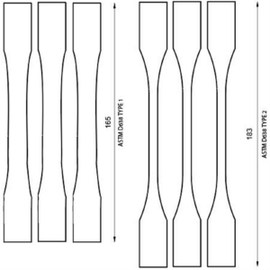 Figure 8. Templates of ASTM D638 type 1 and 2 specimen.